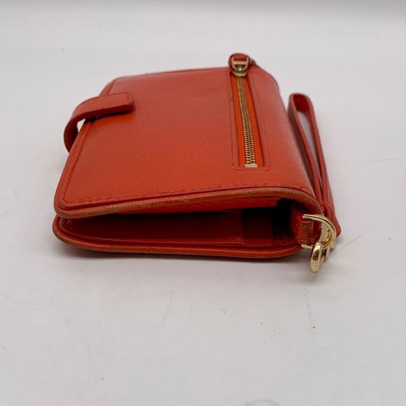 Tory Burch Orange Leather Britten Smartphone Wristlet - Picture 5 of 10